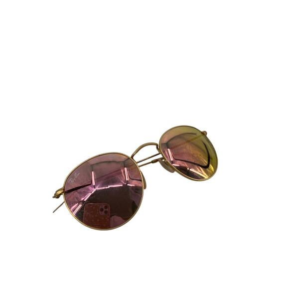 Ray Ban Pink Round Flash Lens Sunglasses